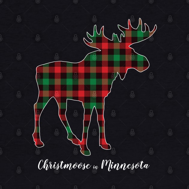 "Christmoose In Minnesota" Moose Buffalo Red & Green Plaid MN Christmas by Pine Hill Goods